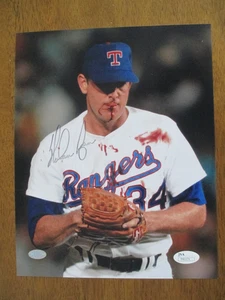 Nolan Ryan Texas Rangers Bloody Lip Signed 8x10 Photo JSA - Picture 1 of 3