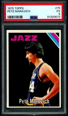 1975-76 Topps NBA Basketball #75 PETE MARAVICH HOF PSA 5 EX New Orleans Jazz - Image 1 of 2