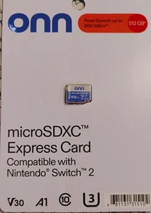 🎮 Onn MicroSD Express Card 512gb BRAND NEW (Compatible With Nintendo Switch 2)✅ - Zdjęcie 1 z 2