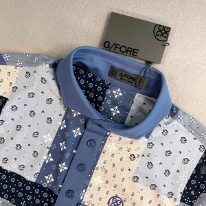 G/FORE Mens Patchwork Print Golf Polo Shirt - Stylish Design - Picture 1 of 7