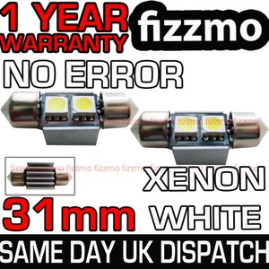 2x 31MM ERROR FREE CANBUS LED FESTOON NUMBER PLATE BULB - Picture 1 of 1