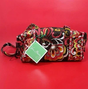 Vera Bradley shoulder bag handbag Brown with red pink orange Flower print  - Picture 1 of 6