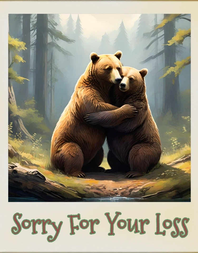 Sorry For Your Loss Card A5 Greeting Blank Pet People Cards Sympathy Bear Bears - Image 1 of 1