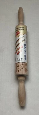 "Rodillo delgado de madera cruda natural decorativo diversos diseños navideños 13,5""" Foto 1 de 4