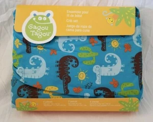 2 pc Gagou Tagou Alligators Baby Crib Sheet Set NIP - Picture 1 of 8