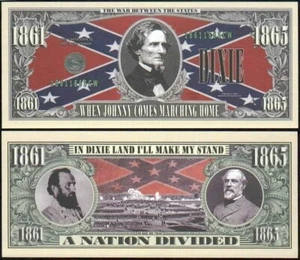 BANCONOTA DOLLARO CONFEDERATA DIXIE NOVITÀ - Foto 1 di 4