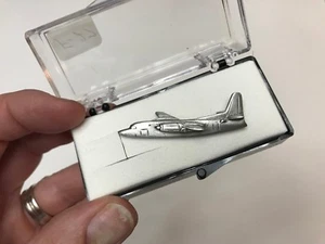 F-27 Plane Pin, military plane pin, military pin, silver tone pin, keepsake pin - Picture 1 of 6
