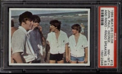 John Lennon Rookie Card 1964 Beatles Color PSA 8.5 #15 Paul McCartney Topps Rock - Image 1 of 2