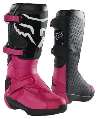 Botas Open Box Fox Racing para mujer Comp Dirt Bike negras/rosa talla 10 Foto 1 de 4