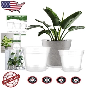 3-Piece Clear Orchid Pot Set for Indoor & Outdoor Plant Health - 9.25" to 11.65" - Picture 1 of 8