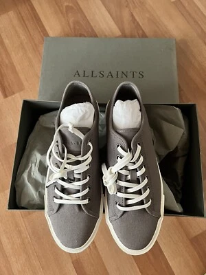 Tênis Allsaints Theo Low Top Lona Casual Cinza Carvão $95 - Imagem 1 de 4