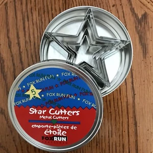 Set of Five (5) Fox Run Star Cookie Cutters in Metal Storage Can | Never Used - Picture 1 of 5