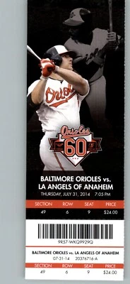 Los Angeles Angels vs Baltimore Orioles 7/31/2014 Full Ticket - Chris Davis - Image 1 of 2