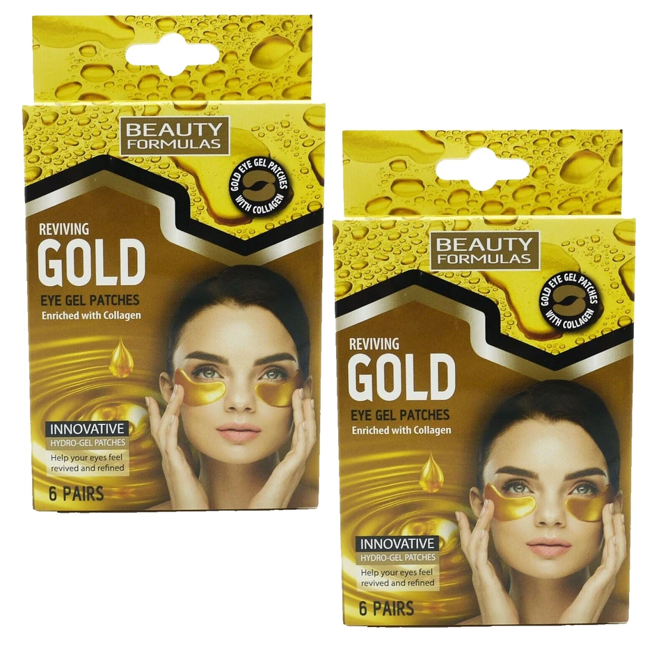 12 X Pairs Beauty Formulas Reviving Gold Eye Gel Patches Enriched With Collagen