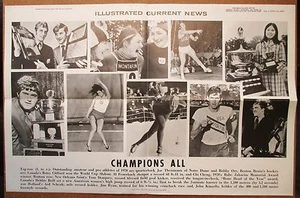 1971 ICN Display Poster 12x19 Joe Theismann Bobby Orr Tom Dempsey Jim Ryun Bril. - Picture 1 of 2