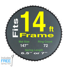 Trampoline Jumping Mat 14' Round Frame Having 72 Ring, 6.5" Spring TrampolinePro
