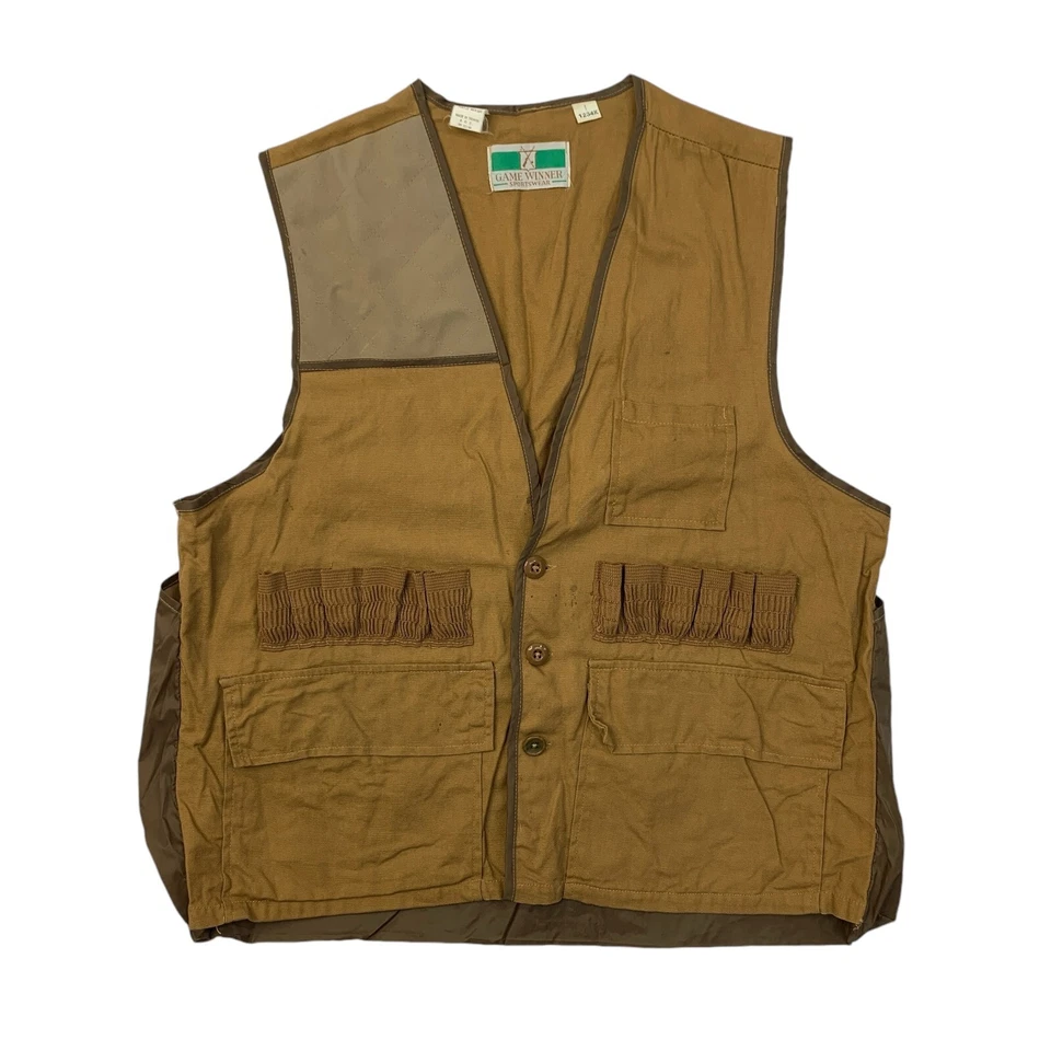 Vintage Game Winner Hunting Vest Mens L Large Shooting Bullet Sleeveless Cotton - Image 1 of 4