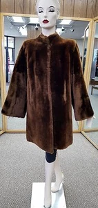 "Abrigo de piel de cordero Mouton bronce 36""; talla 8; vintage" - Imagen 1 de 6