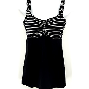Lululemon Aria II Black and White Workout Tank Top Built in Bra Cups Size 8