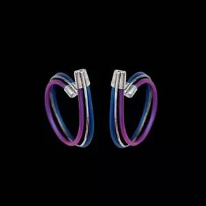 Kirsten Pontoppidan. Sterling Silver Ear Hoops with Color-Oxidized Titanium. - Picture 1 of 3