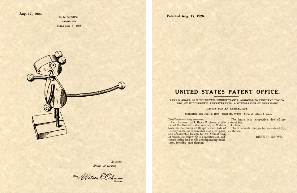 Impresión artística de patente de EE. UU. MORTIMER MOUSE ¡¡¡LISTO PARA ENMARCAR!!! Rene Grove Walt Disney Foto 1 de 1