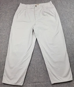 Abercrombie and Fitch Pants Mens 38x28 Ivory Pleated Chino Straight Leg Casual - Picture 1 of 15