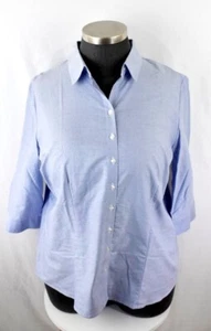 Croft Barrow Button Top Plus Size 2X Light Blue Collared 3/4 Sleeve Cotton NWT - Picture 1 of 6