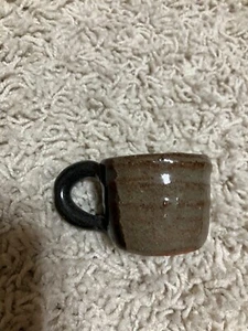 Handmade pottery mug mini small Petite brown/tan mini mug/cup. - Picture 1 of 4