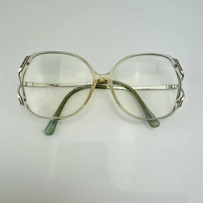 Vtg Tura Eyeglasses Glasses Plastic Mod 313 Clear/Silver 55/16 143 Rhinestones - Image 1 of 4