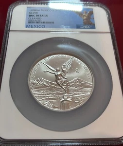 KEY 1998 Mo Mexico Libertad 5oz 5 Onzas Silver NGC UNC Details! Mintage 3'500! - Picture 1 of 6