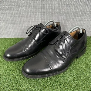 Johnston & Murphy Signature Dress Shoe Men 10 M Black Sheep Skin Leather Cap Toe - Imagen 1 de 15