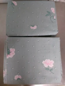 Burlington Caress mintgrün rosa Blumen XL Twin flache Bettwäsche neu aus altem Lagerbestand nie gewaschen - Bild 1 von 5