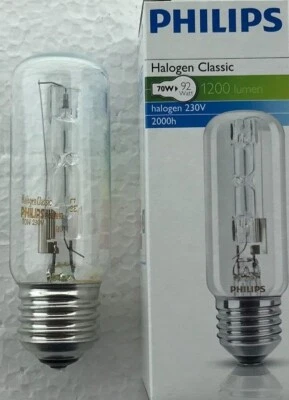 Box of 10 Philips halolux T32 70W = 92 Watt ES E27 Clear Halogena   - Image 1 of 4