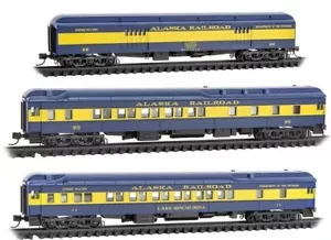 N MTL 983 02 257 83' Heavywt Alaska RR (ARR) 3 Pass Set MTL cplrs + Metal whls - Picture 1 of 8