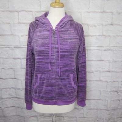 Juicy Couture Heathered Purple Crown BLING Logo Velour Hoodie Jacket size L - Image 1 of 4