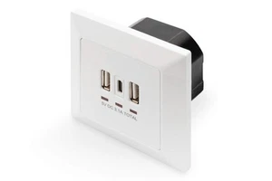 DIGITUS DA-70618 – Ładowarka podtynkowa USB – 2x USB-A do 2.8A / 1x USB-C do 2. - Zdjęcie 1 z 6