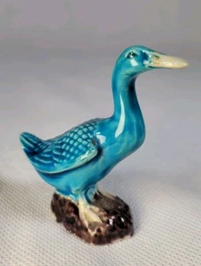 Porcelain Duck Vintage Chinese Export Turquoise Figurine X1X Impressed Base Rare - Picture 1 of 14