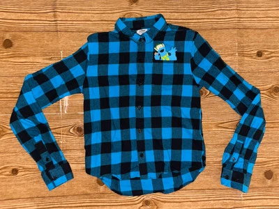 Seasme Place Long Sleeve Flannel Cookie Monster Pocket Button Up Child Large - Image 1 of 4
