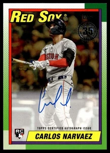 Actualización Topps 2025 1990 Béisbol Verde Carlos Narváez Novato Automático 17/50 Medias Rojas - Imagen 1 de 2