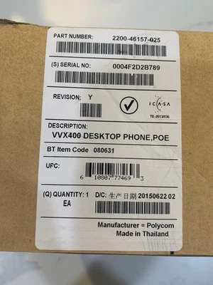 Polycom VVX400 Desktop Phone POE - Image 1 of 2