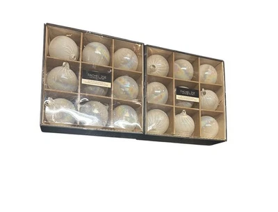 Rachel Zoe Rose White Christmas Blown Glass Ball Ornament Set of 18 - Image 1 of 4