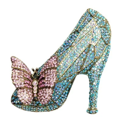 HEIDI DAUS If The Shoe Fits Glass High Heel Crystal Rhinestone Signed Pin Brooch - Image 1 of 4