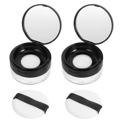 2pcs Svuoti il ​​contenitore compatto della polvere del trucco del trucco (nero) - Image 1 of 4
