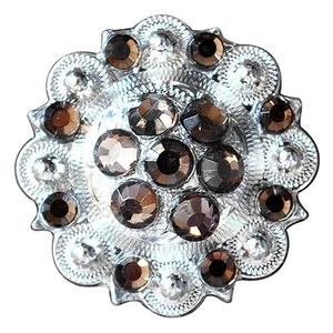 HILASON Set of 32 Western Screw Back Concho Brown Crystal Saddle Bling Brown - Picture 1 of 7