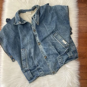 Vtg 90s GUESS Georges Marciano Acid Washed Jean Jacket Sleeveless Size Medium - Picture 1 of 10