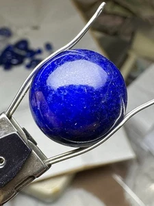 16.64ct Natural ROUND Lapis Lazuli Hand Carved Cabochon Gemstone 17MM - Picture 1 of 4