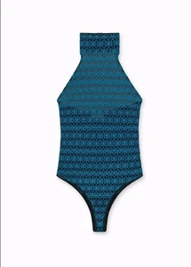 Neu mit Etikett $ 445 RTA bestickter Body mit Stehkragen schwarz türkis FARFETCH REVOLVE GRÖSSE 6 - Bild 1 von 6