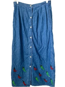 Vintage Don’t Mess With Texas Jeansrock Gr. 14 Paprika Knöpfe Maxi Tex Mex LESEN - Bild 1 von 10