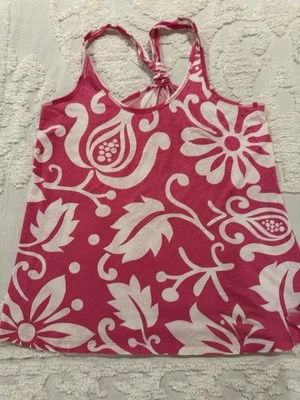 Camiseta sin mangas Old Navy Active Wear rosa y blanco floral espalda deportiva playa tropical M Foto 1 de 4