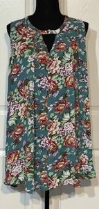 Umgee Abito Donna Spilla Floreale Swing - Taglia XL In Teal - Senza Maniche, Mini - Foto 1 di 6